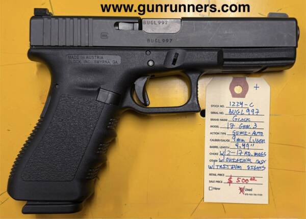 Glock 17, Gen. 3, 9mm Luger caliber, w/tritium sights