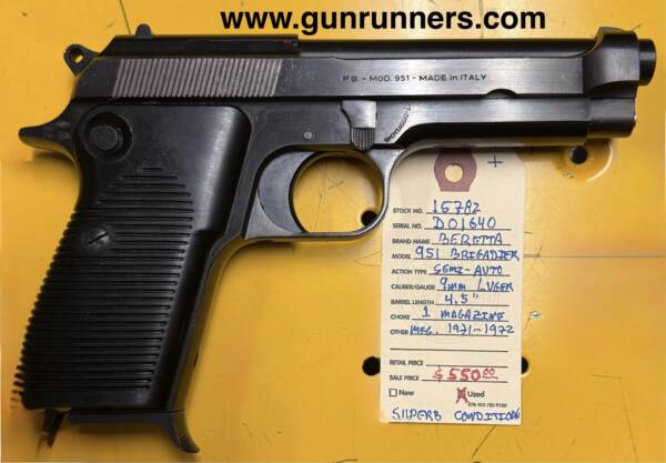 Beretta, Model 951, 9mm Luger caliber, single-action, semi-auto pistol