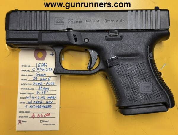 Glock Model 29, Gen. 5, 10mm caliber, semi-auto pistol, w/3-10 round magazines, new w/box & accessories. - Image 2
