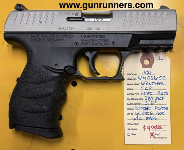 Walther, CCP, .380 ACP caliber, bi-tone finish, compact, semi-auto pistol, w/box & accessories.  Used, but possibly unfired.