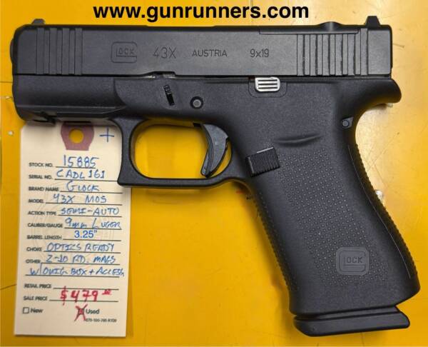 Glock Model 43X MOS, used, 9mm Luger caliber, semi-auto pistol, 3.25” barrel, optics ready, w/2-10 round magazines, with original box and accessories. - Image 2