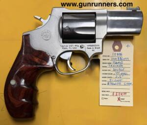 Taurus, used, Tracker, .44 Magnum caliber, 5-shot, 2.5” barrel, stainless steel, double-action revolver.