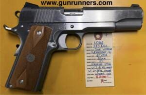 Dan Wesson Razorback, used, stainless steel, 10mm caliber, 5” barrel, 1911 single-action, semi auto pistol, fixed sights, strong side safety, w/2 magazines, 2 sets grips, and original box and papers.