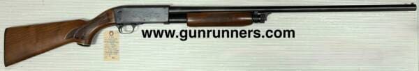 Ithaca (John Browning designed), Model 37 Featherlight, 12 gauge, 30” barrel, 2.75” chamber, fixed full choke, wood/blue, pump action shotgun, manufactured in 1975.  This shotgun is in 93%+ condition.