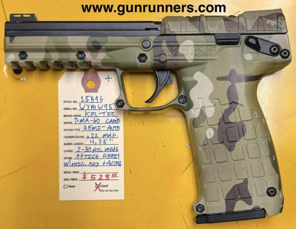 Kel-Tec, used, PMR-30, .22 Magnum caliber, 4.25” barrel, optics ready, uncommon camouflage finish, w/2-30 round magazines, original box, papers, and accessories.   This pistol is in used/excellent condition. - Image 2
