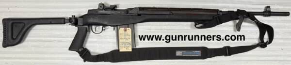Springfield Armory, used, M1A “standard” rifle, w/Choate side-folding stock and original walnut stock, 3-20 round USGI magazines, 1-10 round magazine, padded Blue Force Gear sling, stripper clips, original box and black nylon carry bag.