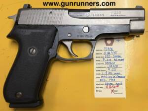 SIG-Sauer, used, P-220, .45ACP caliber, bi-tone finish, 4.25” barrel, double action, semi-auto pistol, mfg. 1990, w/1-8 round magazine.