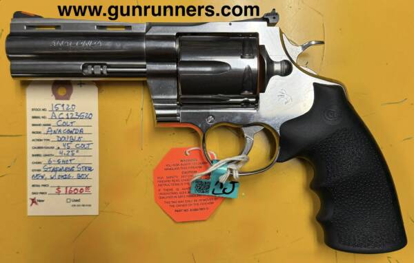 Colt Anaconda, .45 Colt caliber, 4.25” barrel, 6-shot, bright stainless steel, double-action revolver, absolutely new in box and just arrived! - Image 2