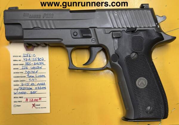 SIG-Sauer, used, P226 Legion, 9mm Luger caliber, double-action semi auto pistol, 4.4” barrel, tritium sights, 3-15 round magazines, w/ original box and accessories.  This pistol is in used/excellent condition! - Image 2