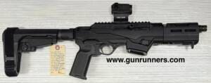 Ruger, used, PC Charger, 9mm Luger caliber, semi-auto pistol, 6.5” barrel, w/pistol brace, w/Holosun optic, 2 magazines, and original box.