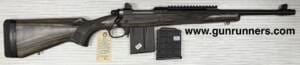 Ruger, used, Gunsite Scout Rifle, .308 caliber, 16.5” barrel, right hand bolt-action rifle, gray laminate stock, blued finish, w/2 magazines, manufactured in 2016.