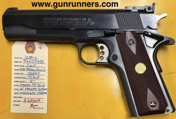Colt, (used/unfired?), National Match Gold Cup, .45 ACP caliber, Series 70, blued finish, 5” barrel, single action, semi-auto pistol, 3 Colt magazines, original box and papers. - Image 2