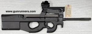 FN-AMERICA, used, PS-90, 5.7X28mm caliber, bull pup semi-auto rifle, 16” barrel, one 30 round magazine, Bushnell red dot, original FN box.  The original StarGate” rifle!
