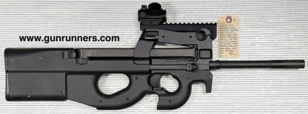 FN-AMERICA, used, PS-90, 5.7X28mm caliber, bull pup semi-auto rifle, 16” barrel, one 30 round magazine, Bushnell red dot, original FN box.  The original StarGate” rifle!