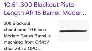 Ballistic advantage 300 blackout, pistol barrel