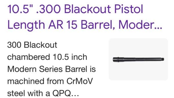 Ballistic advantage 300 blackout, pistol barrel