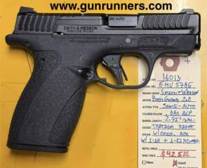 Smith and Wesson, used, semi-auto pistol, BodyGuard 2.0, .380 ACP caliber, 2.75” barrel, tritium front sight, 1-10 and 1-12 round magazine, w/original box and accessories.  Used & unfired in NEW condition.