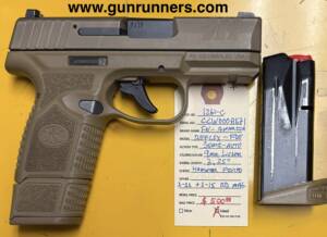 FN-America, used, Reflex, 9mm Luger caliber, hammer fired, semi auto pistol, FDE finish, 3.25” barrel, with 1-11 round and 1-15 round magazine.