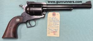 Ruger, used, New Model Super Blackhawk, single-action revolver, .44 Magnum caliber, 6-shot, blued finish, 7.5” barrel, manufactured in 1987, w/Uncle Mike’s black nylon shoulder holster.   This is a legendary Alaskan bear gun.