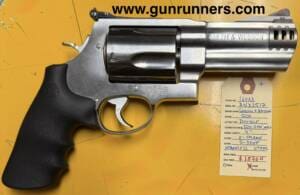 Smith & Wesson, used, Model 500, 4” barrel, stainless steel, double-action revolver, X-frame, 5-shot, ideal Alaskan bear gun.  This revolver is in immaculate condition.