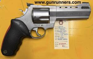 Taurus, used, Raging Bull, .454 Casull caliber, double action revolver, 5” ported barrel, 5-shot, stainless steel.