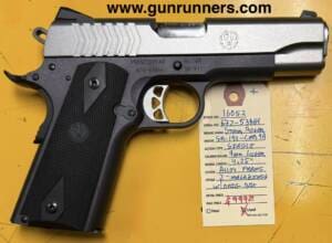 Ruger, SR-1911-CMD-9A, 9mm Luger caliber, 1911 single action semi auto pistol, 4.25” barrel, light weight alloy frame, bi-tone finish, 2 magazines, new with box and accessories.