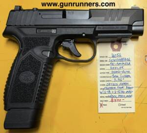 FN-America, Reflex, 9mm Luger caliber, semi auto pistol, 3.75” barrel, optics ready, tritium front sight, 1-15 and 1-18 round magazine, new w/box, manual, pouch, and all accessories.
