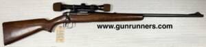 Remington Model 722, used, .300 Savage caliber, right hand bolt action, 24” barrel, wood/blue, w/Leupold 4X telescopic sight, manufactured in 1952 and in very good condition.