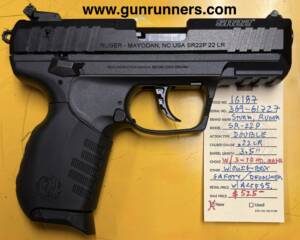 Ruger, SR-22P, .22LR caliber, double action, semi auto pistol, 3.5” barrel, matte black finish, 3-10 round magazines, safety/decocker, new w/box and accessories.