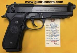 Beretta, used, Model M96A1, .40S&W caliber, double action, semi auto pistol, 4.75” barrel, 3-12 round magazines, safety/decocker, manufactured in Italy, tactical rail, w/original box and accessories.   In used/excellent condition.