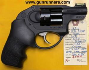 Ruger, new, LCR, .38 Special +P caliber, Double Action Only (DAO) revolver, 5 shot, 1.875” barrel, green fiber optic front sight, super smooth trigger pull, new, w/box and all accessories.