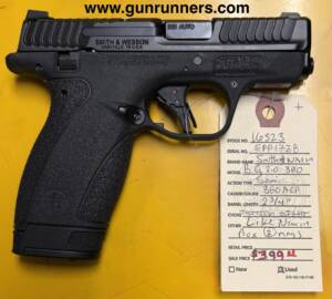 Smith & Wesson, used, Model:  BodyGuard 2.0 with thumb safety, .380ACP caliber, semi auto pistol, 2.75” barrel, tritium front sight, 1-10 and 1-12 round magazine, with original box and accessories.    This pistol is in excellent condition.