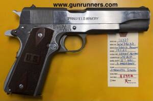 Springfield Armory, used, Model 1911-A1, .45ACP, single-action, semi auto pistol, 5” barrel, stainless steel, with 1 magazine.