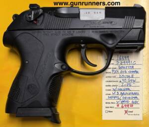 Beretta, used, Model PX4 Sub Compact, .40S&W caliber, double action, semi auto pistol, 2.75” barrel, 3 total back straps, 2-10 round magazines, safety/decocker, holster, and original box.