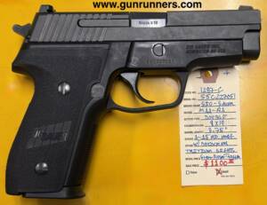 SIG-Sauer, used, M11-A1, 9mm Luger caliber, double action semi auto pistol, 3.75” barrel, tritium night sights, decocker, short reset trigger (SRT), with 1-15 round magazine.