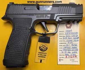 SIG-Sauer, new, Model 365 AXG Legion, 9mm Luger caliber, semi auto pistol, 3.1” barrel, ported slide, optics ready, tritium sights, 3-17 round magazines, new with box and all accessories.