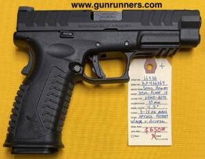Springfield Armory, used, Model XDM-Elite, 10mm caliber, semi auto pistol, optics ready, 4.5” barrel, 3-15 round magazines, with original box and all accessories.     This pistol is in like new condition