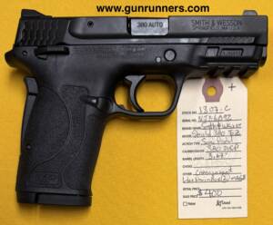 Smith & Wesson, used (like new), Model Shield .380 EZ, .380 ACP caliber, semi auto pistol, 3.67” barrel, loaded chamber indicator, grip safety, ambidextrous manual safety, w/original box and accessories.   This pistol is in like new condition and is extremely easy to manipulate.