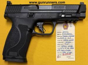 Smith & Wesson, new, M&P 10, 10mm caliber, semi auto pistol, 4.6” barrel, optics ready, 2-15 round magazines, 4 backstraps, tall iron sights for co-witnessing a red dot optical sight, new w/box and all accessories.