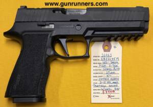 SIG-Sauer, used, Model P320 X-Ten, 10mm caliber, semi auto pistol, optics ready, 5” barrel, tritium sights, 2-15 round magazines, w/original box and accessories.   This pistol is in excellent condition.