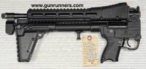 Kel-Tec, used/unfired, Sub 2000, 9mm Luger caliber, light weight, compact, FOLDING, semi auto rifle, uses Glock 17/18/19/34 magazines, 16.25” suppressor ready barrel, 1-15 round magazine, with original box and all accessories.