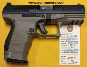 Walther, used/unfired, Model PPQ, 9mm Luger caliber, semi auto pistol, 2-15 round magazines, 3.75” barrel, superb ergonomics.