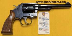 Smith & Wesson, used, Model 10-5, .38 Special caliber, double action revolver, possible reblue, 6” barrel, 6 shot, manufactured in 1978.