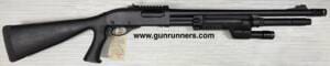 Remington, used, Model 870 Tactical, 12 gauge, pump action shotgun, 3” chamber, 19” barrel, side saddle, extended magazine tube, and Sure Fire (flashlight) fore end.