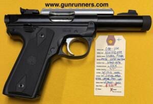 Ruger, used, Model MK IV .22/45 Tactical, .22LR caliber, 4.4” suppressor ready barrel, 1913 optics rail, 2-10 round magazines, blued finish, steel upper, polymer lower, with original box.