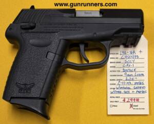 SCCY, used, Model CPX-1, 9mm Luger caliber, semi auto pistol, double action, 2-10 round magazines, 3.25” barrel, ambidextrous manual safety, w/original box and papers.