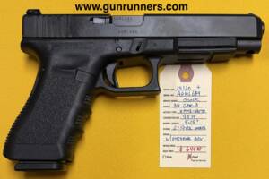 Glock, used, Model 34, Gen. 3., 9mm Luger caliber, semi auto pistol, 5.25” barrel, adjustable sights, made in USA, striker fired, 2-17 round magazines, with original box.