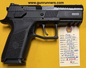 CZ-USA, used, Model P-07, 9mm Luger caliber, semi auto pistol, hammer fired, double action, 3.75” barrel, ambidextrous decocker, Kydex holster, 2-15 round magazines, made in the Czech republic, with original box.