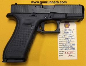 Glock, used, Model 45, Gen. 5, 9mm Luger caliber, semi auto pistol, striker fired, 4.02” barrel, 4 backstraps, 3-17 round magazines, with original box.